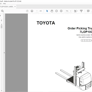 Toyota Forklift 7LOP10CW Order Picking Truck Parts Catalogue Manual 959169 - PDF DOWNLOAD