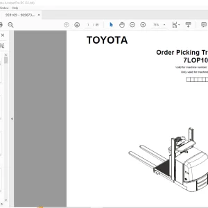 Toyota Forklift 7LOP10CW Order Picking Truck Parts Catalogue Manual 959169 - PDF DOWNLOAD