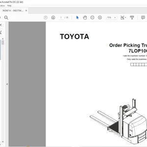 Toyota Forklift 7LOP10CW Order Picking Truck Parts Catalogue Manual 969874 - PDF DOWNLOAD