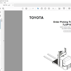 Toyota Forklift 7LOP10CW Order Picking Truck Parts Catalogue Manual 980795 - PDF DOWNLOAD