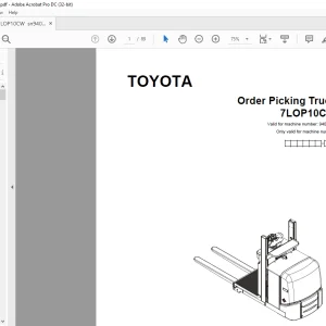 Toyota Forklift 7LOP10CW Order Picking Truck Spare Parts Catalog Manual 940212 - PDF DOWNLOAD