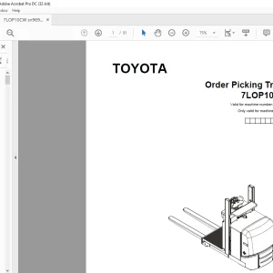 Toyota Forklift 7LOP10CW Order Picking Truck Spare Parts Catalog Manual 969874 - PDF DOWNLOAD