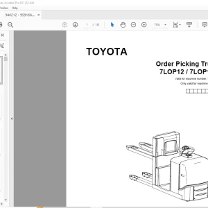 Toyota Forklift 7LOP12 7LOP12P Order Picking Truck Parts Catalogue Manual 940212 - PDF DOWNLOAD