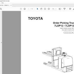 Toyota Forklift 7LOP12 7LOP12P Order Picking Truck Parts Catalogue Manual 959169 - PDF DOWNLOAD
