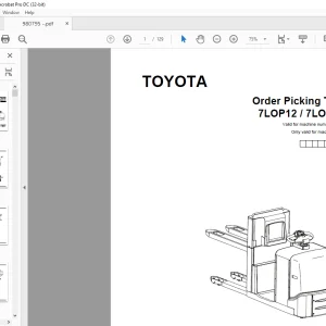 Toyota Forklift 7LOP12 7LOP12P Order Picking Truck Parts Catalogue Manual 980795 - PDF DOWNLOAD