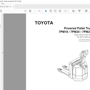 Toyota Forklift 7PM18 7PM20 7PM20N Pallet Truck Parts Catalogue Manual 945168 - PDF DOWNLOAD