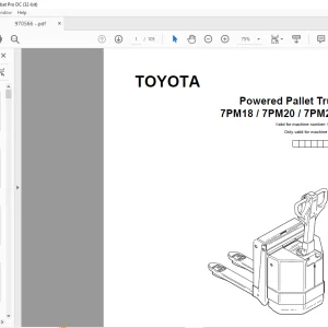 Toyota Forklift 7PM18 7PM20 7PM20N Powered Pallet Truck Parts Catalogue Manual 970566 - PDF DOWNLOAD