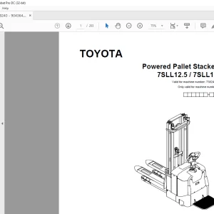 Toyota Forklift 7SLL12.5 7SLL16 Powered Pallet Stacker Parts Catalogue Manual 738240 - PDF DOWNLOAD