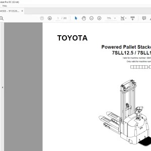 Toyota Forklift 7SLL12.5 7SLL16 Powered Pallet Stacker Parts Catalogue Manual 904365 - PDF DOWNLOAD