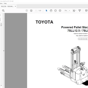 Toyota Forklift 7SLL12.5 7SLL16 Powered Pallet Stacker Parts Catalogue Manual 952238 - PDF DOWNLOAD