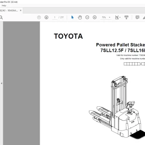 Toyota Forklift 7SLL12.5F 7SLL16F Powered Pallet Stacker Parts Catalogue Manual 738240 - PDF DOWNLOAD
