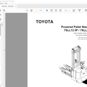 Toyota Forklift 7SLL12.5F 7SLL16F Powered Pallet Stacker Parts Catalogue Manual 952238 - PDF DOWNLOAD