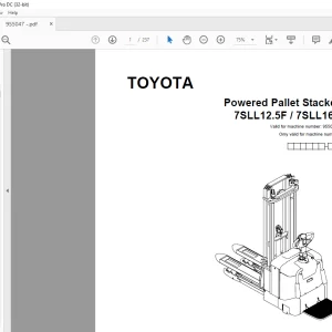 Toyota Forklift 7SLL12.5F 7SLL16F Powered Pallet Stacker Parts Catalogue Manual 955047 - PDF DOWNLOAD