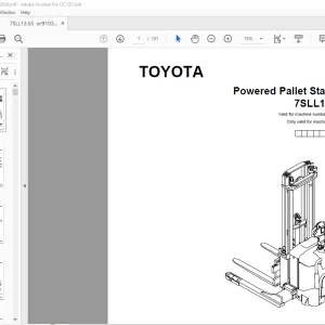 Toyota Forklift 7SLL13.5S Pallet Stacker Parts Catalogue Manual 910327 - PDF DOWNLOAD