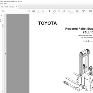 Toyota Forklift 7SLL13.5S Pallet Stacker Parts Catalogue Manual 922031 - PDF DOWNLOAD
