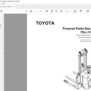 Toyota Forklift 7SLL13.5S Pallet Stacker Parts Catalogue Manual 925298 - PDF DOWNLOAD