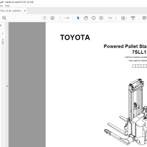 Toyota Forklift 7SLL13.5S Pallet Stacker Parts Catalogue Manual 934730 - PDF DOWNLOAD