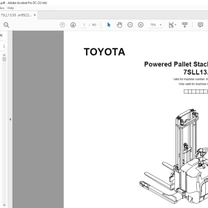 Toyota Forklift 7SLL13.5S Pallet Stacker Parts Catalogue Manual 952238 - PDF DOWNLOAD