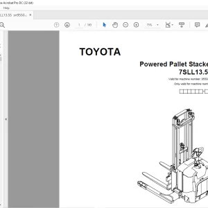Toyota Forklift 7SLL13.5S Pallet Stacker Parts Catalogue Manual 955047 - PDF DOWNLOAD