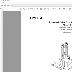 Toyota Forklift 7SLL13.5S Powered Pallet Stacker Parts Catalogue Manual 738240 - PDF DOWNLOAD