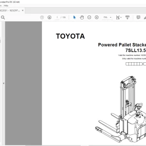 Toyota Forklift 7SLL13.5S Powered Pallet Stacker Parts Catalogue Manual 922031 - PDF DOWNLOAD