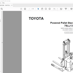 Toyota Forklift 7SLL13.5S Powered Pallet Stacker Parts Catalogue Manual 925298 - PDF DOWNLOAD