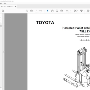 Toyota Forklift 7SLL13.5S Powered Pallet Stacker Parts Catalogue Manual 934730 - PDF DOWNLOAD