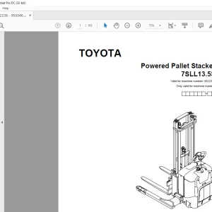 Toyota Forklift 7SLL13.5S Powered Pallet Stacker Parts Catalogue Manual 952238 - PDF DOWNLOAD
