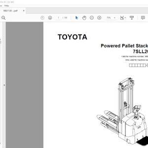 Toyota Forklift 7SLL20F Powered Pallet Stacker Parts Catalogue Manual 980138 - PDF DOWNLOAD
