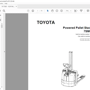 Toyota Forklift 7SM08F Powered Pallet Stacker Parts Catalogue Manual 917080 - PDF DOWNLOAD