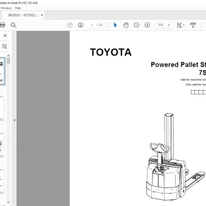 Toyota Forklift 7SM08F Powered Pallet Stacker Parts Catalogue Manual 963650 - PDF DOWNLOAD