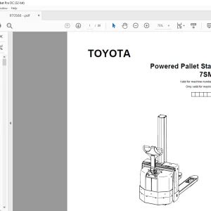 Toyota Forklift 7SM08F Powered Pallet Stacker Parts Catalogue Manual 970566 - PDF DOWNLOAD