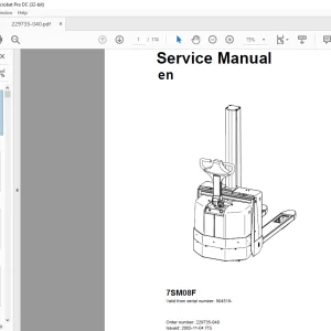 Toyota Forklift 7SM08F Service Manual SN 904519 - PDF DOWNLOAD