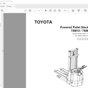Toyota Forklift 7SM10 7SM12 Powered Pallet Stacker Parts Catalogue Manual 723981 - PDF DOWNLOAD
