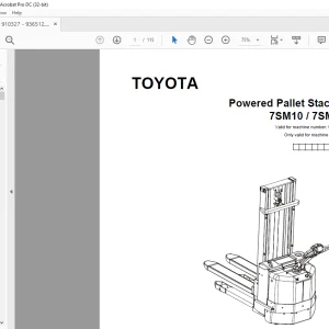 Toyota Forklift 7SM10 7SM12 Powered Pallet Stacker Parts Catalogue Manual 910327 - PDF DOWNLOAD