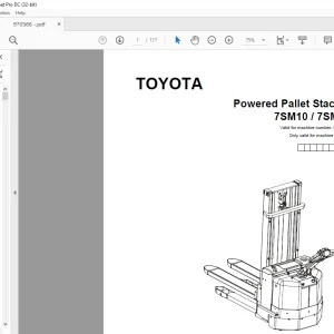 Toyota Forklift 7SM10 7SM12 Powered Pallet Stacker Parts Catalogue Manual 970566 - PDF DOWNLOAD
