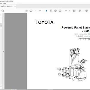 Toyota Forklift 7SM12F Powered Pallet Stacker Parts Catalogue Manual 936513 - PDF DOWNLOAD