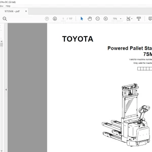 Toyota Forklift 7SM12F Powered Pallet Stacker Parts Catalogue Manual 970566 - PDF DOWNLOAD