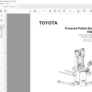 Toyota Forklift 7SM12S Powered Pallet Stacker Parts Catalogue Manual 723981 - PDF DOWNLOAD