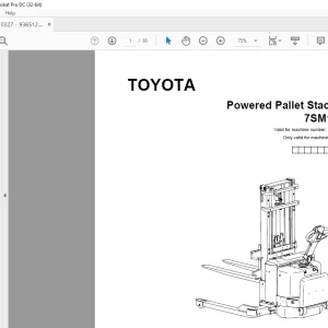 Toyota Forklift 7SM12S Powered Pallet Stacker Parts Catalogue Manual 910327 - PDF DOWNLOAD