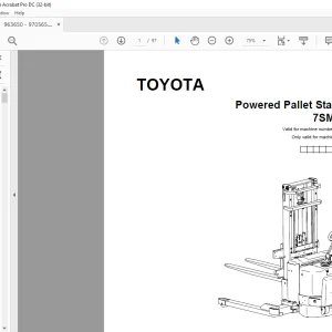 Toyota Forklift 7SM12S Powered Pallet Stacker Parts Catalogue Manual 963650 - PDF DOWNLOAD
