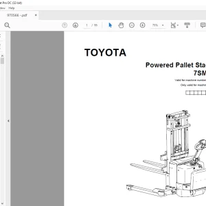 Toyota Forklift 7SM12S Powered Pallet Stacker Parts Catalogue Manual 970566 - PDF DOWNLOAD