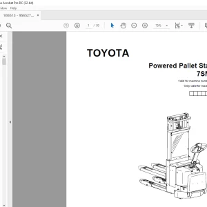 Toyota Forklift 7SM16D Powered Pallet Stacker Parts Catalogue Manual 936513 - PDF DOWNLOAD