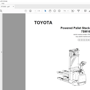 Toyota Forklift 7SM16D Powered Pallet Stacker Parts Catalogue Manual 970566 - PDF DOWNLOAD