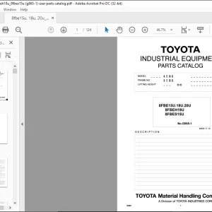 Toyota Forklift 8FBE15U 8FBE18U 8FBE20U 8FBEH18U 8FBES15U Parts Catalog Manual G865-1 - PDF DOWNLOAD