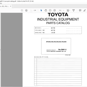 Toyota Forklift 8FD35U 8FD40U 8FD45U 8FD50U 8FD60U 8FD70U 8FD80U Parts Catalog Manual G861-2 - PDF DOWNLOAD