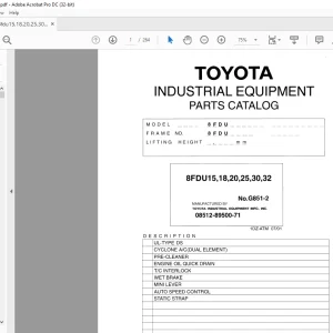 Toyota Forklift 8FDU15 8FDU18 8FDU20 8FDU25 8FDU30 8FDU32 Parts Catalog Manual G851-2 - PDF DOWNLOAD