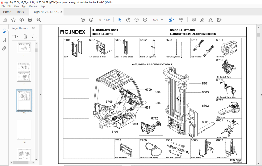 Toyota Forklift 8FGCU20 8FGCU25 8FGCU30 8FGCU32 8FGU15 8FGU18 8FGU20