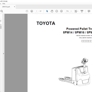 Toyota Forklift 8PM14 8 PM16 8PM18 Pallet Truck Parts Catalogue Manual 6053221 - PDF DOWNLOAD