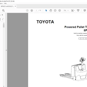 Toyota Forklift 8PM20 Powered Pallet Truck Parts Manual - PDF DOWNLOAD